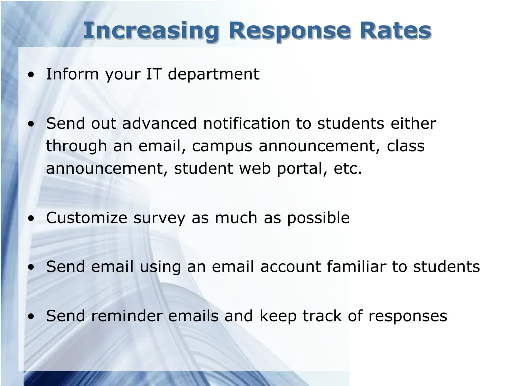 increasing response rates