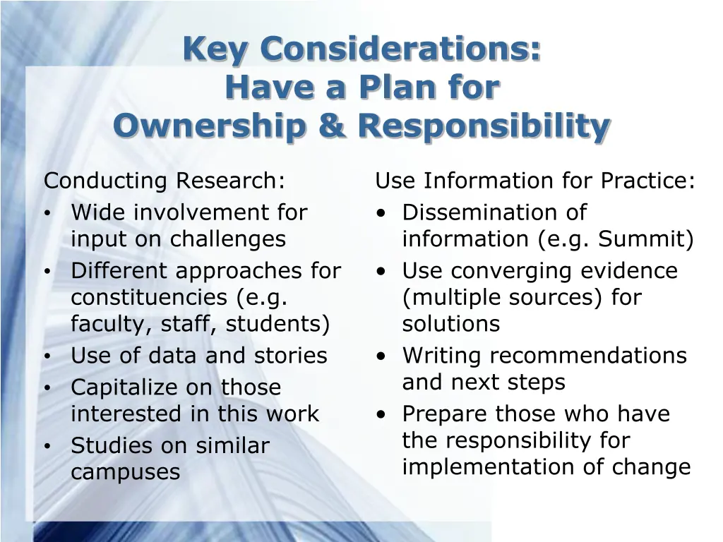 key considerations have a plan for ownership