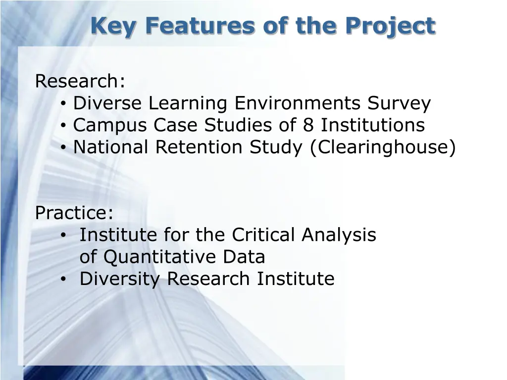 key features of the project