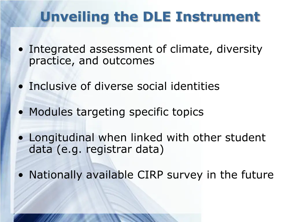 unveiling the dle instrument