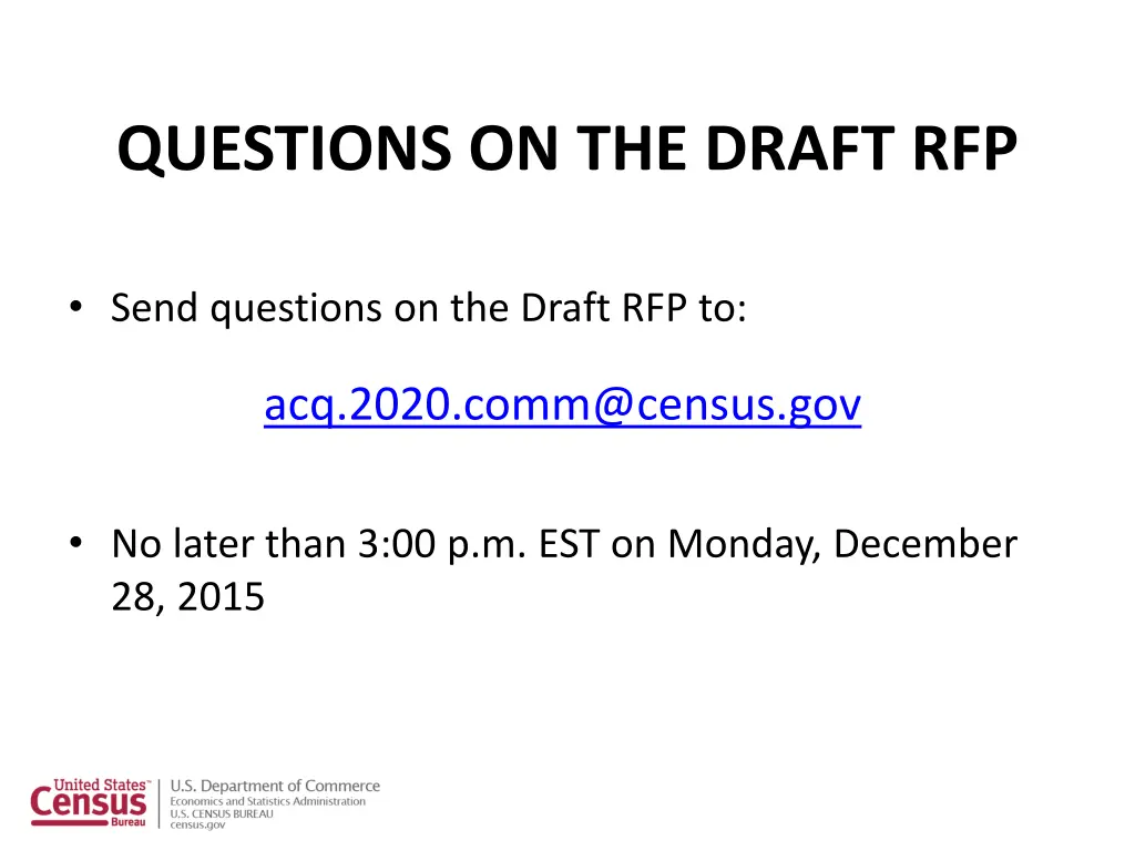 questions on the draft rfp
