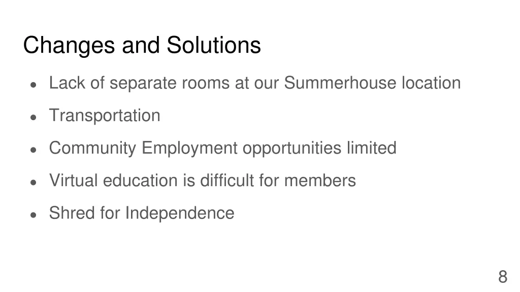 changes and solutions