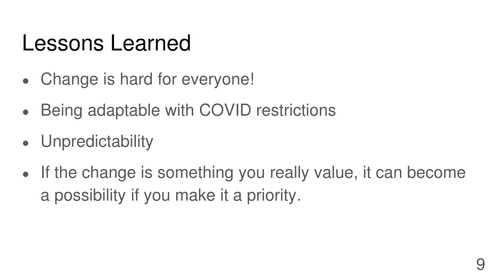 lessons learned