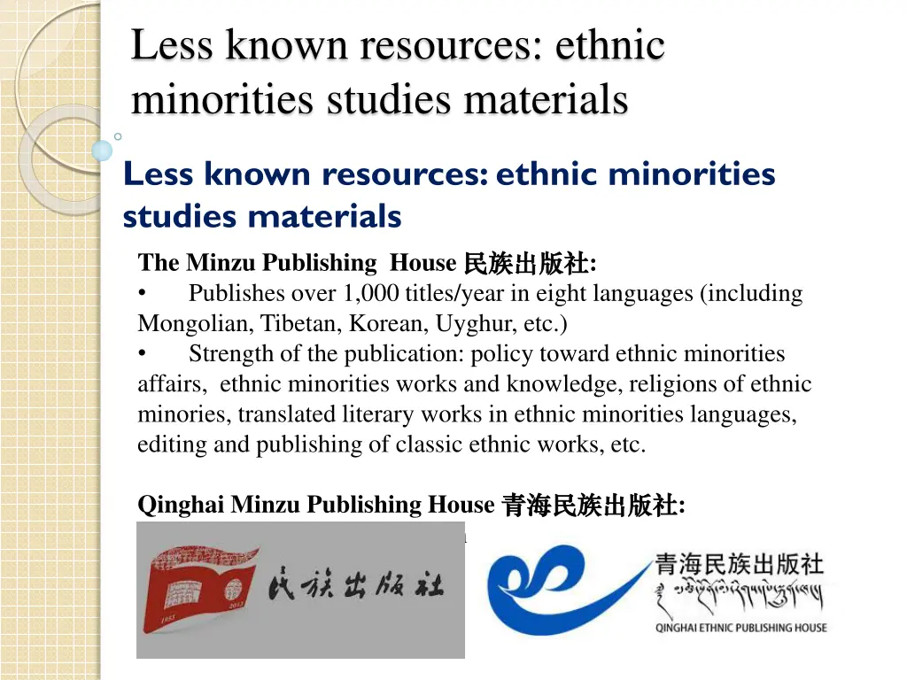 less known resources ethnic minorities studies