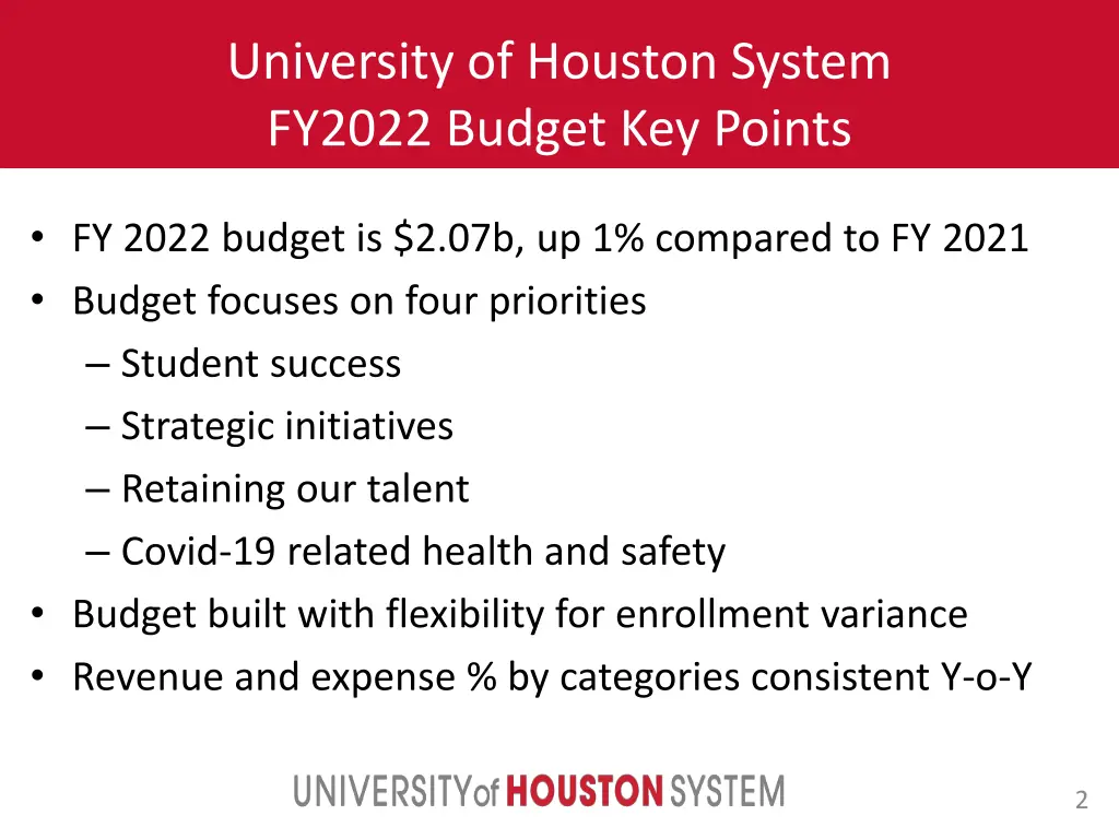 university of houston system fy2022 budget