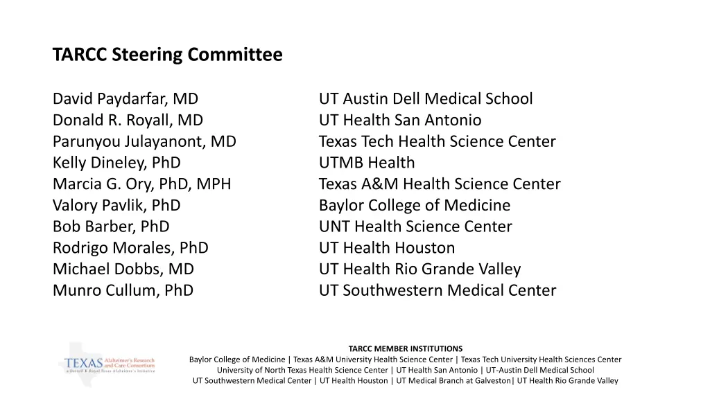 tarcc steering committee