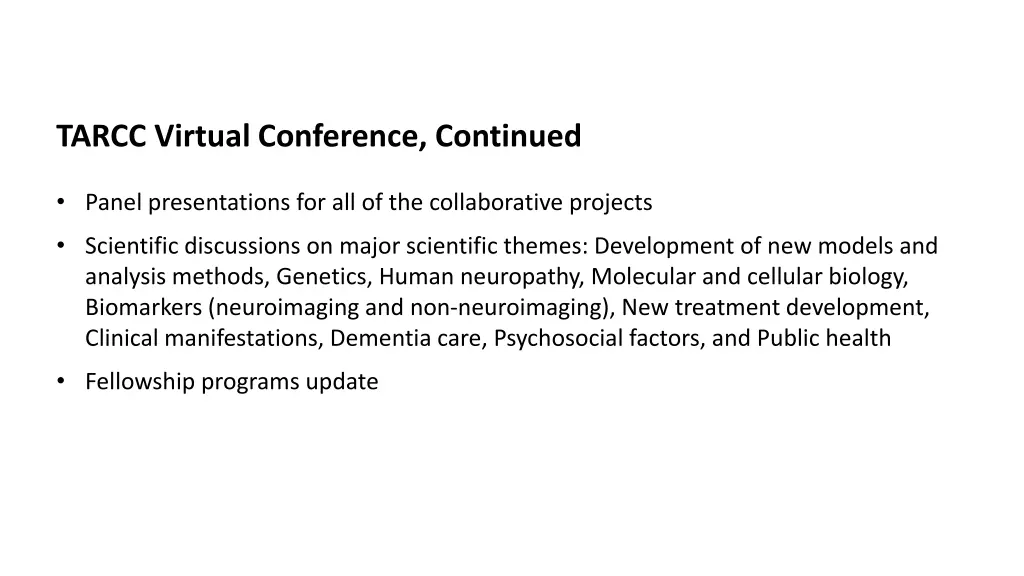 tarcc virtual conference continued