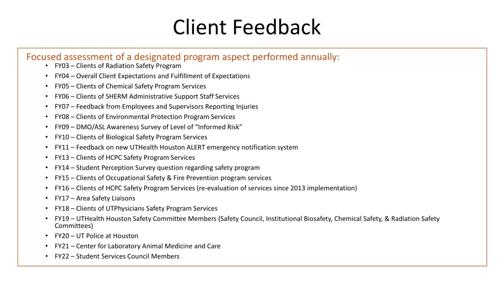 client feedback