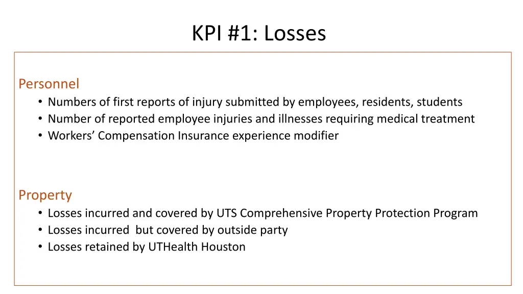 kpi 1 losses