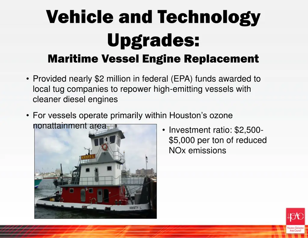 vehicle and technology upgrades maritime vessel