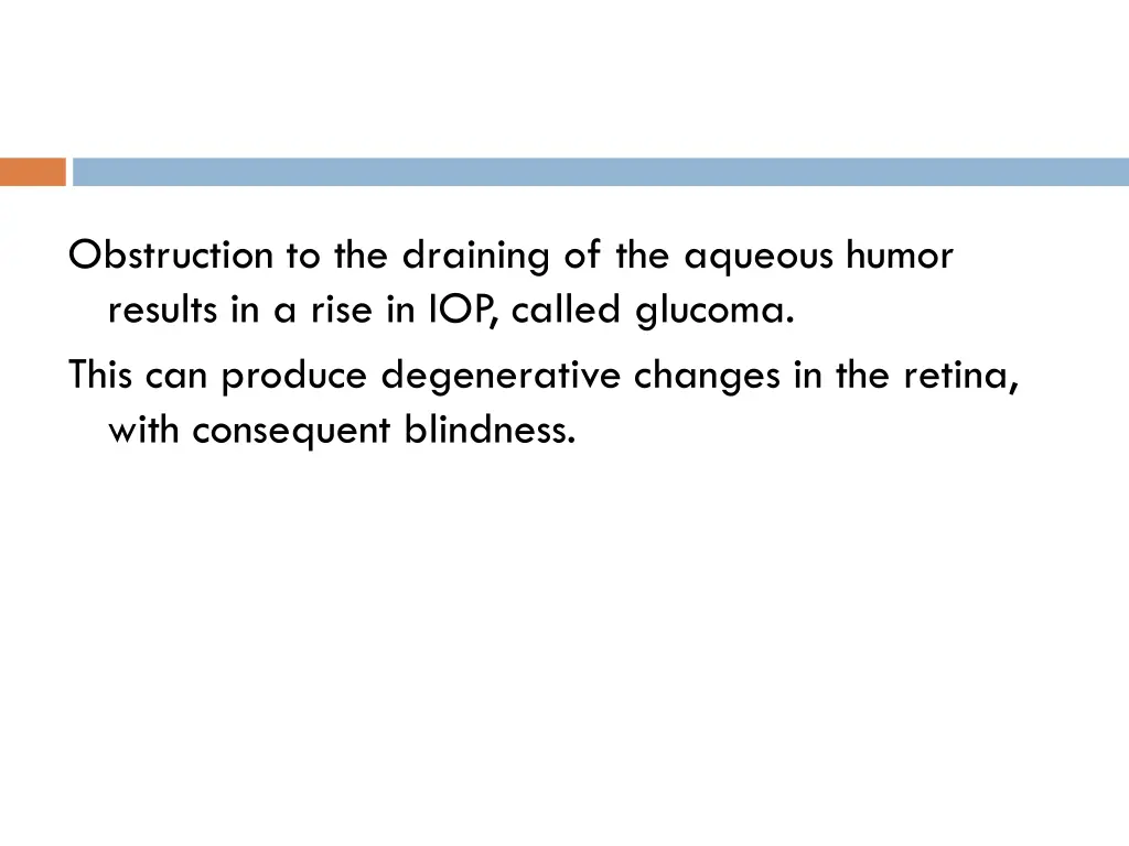 obstruction to the draining of the aqueous humor