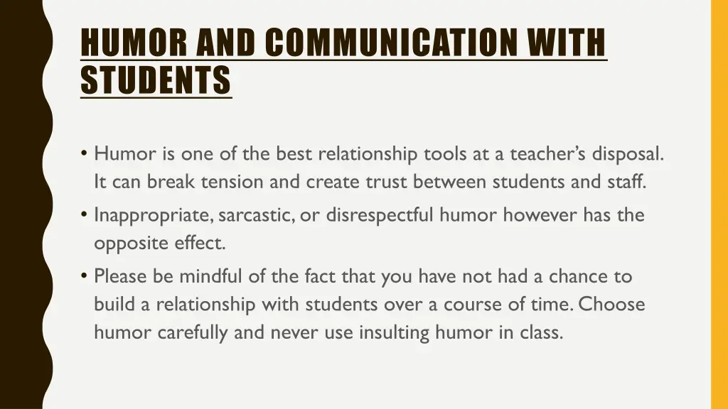 humor and communication with students