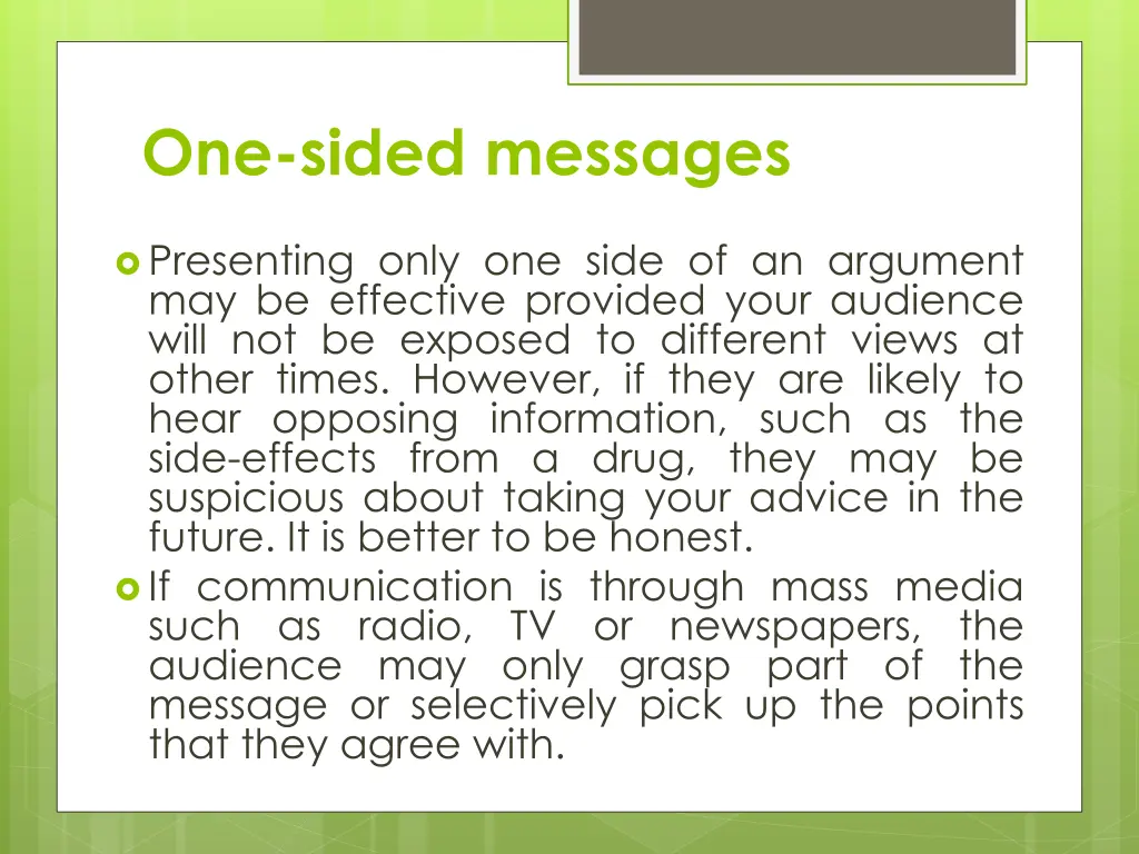one sided messages 1
