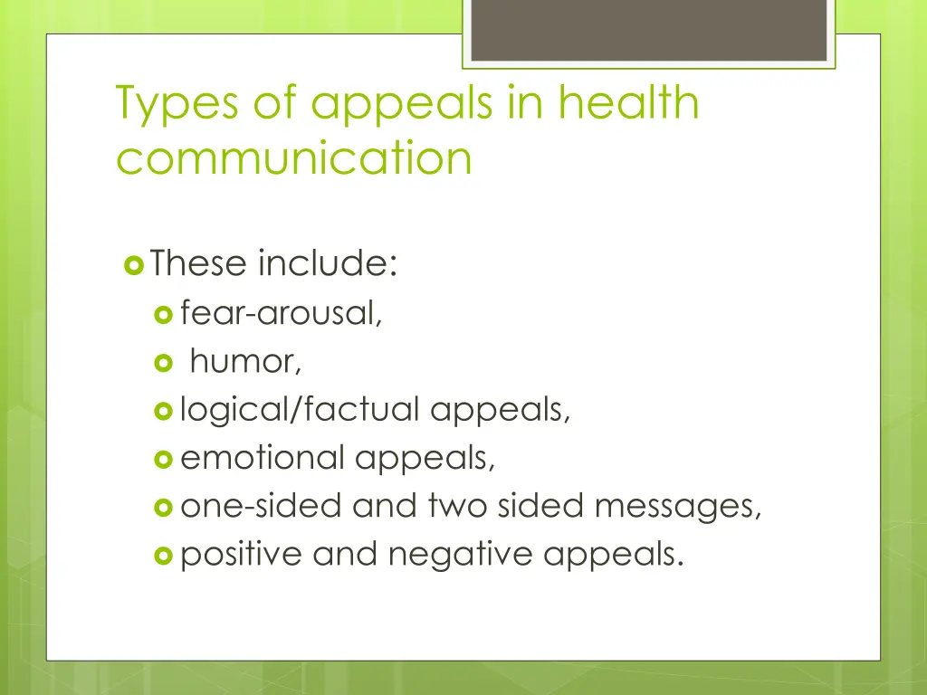 types of appeals in health communication
