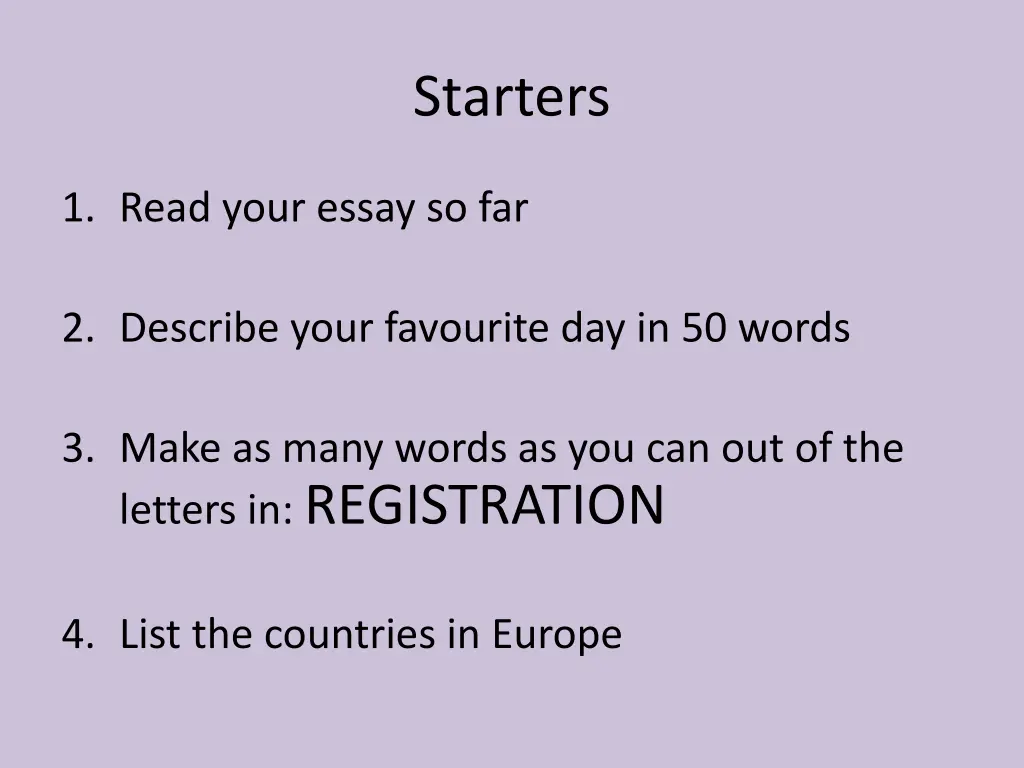 starters 1