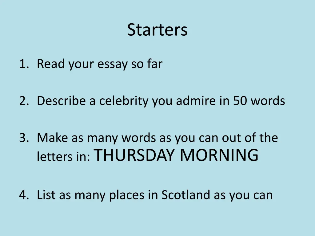 starters 2