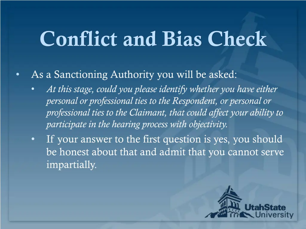 conflict and bias check