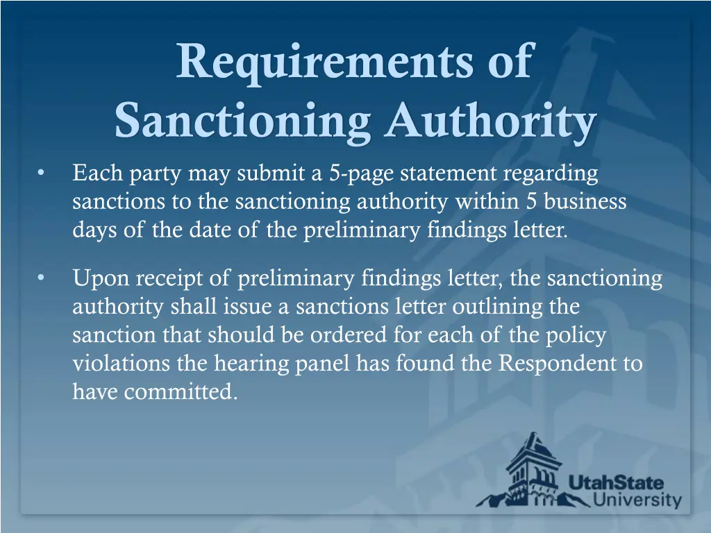 requirements of sanctioning authority each party