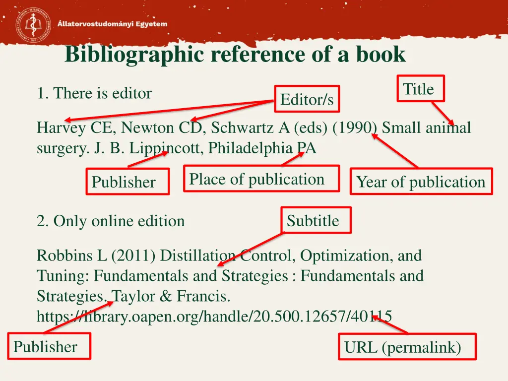 bibliographic reference of a book 1
