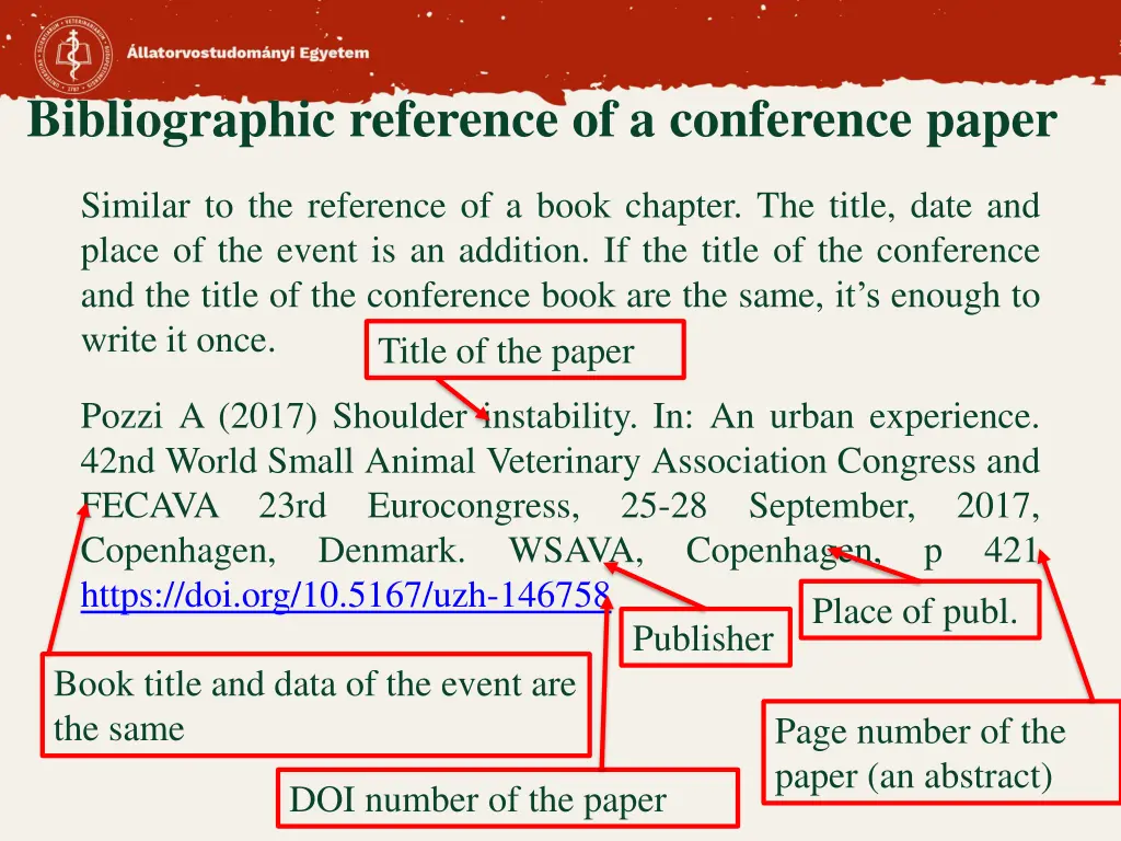 bibliographic reference of a conference paper