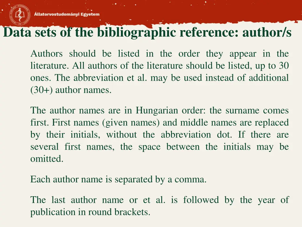 data sets of the bibliographic reference author s