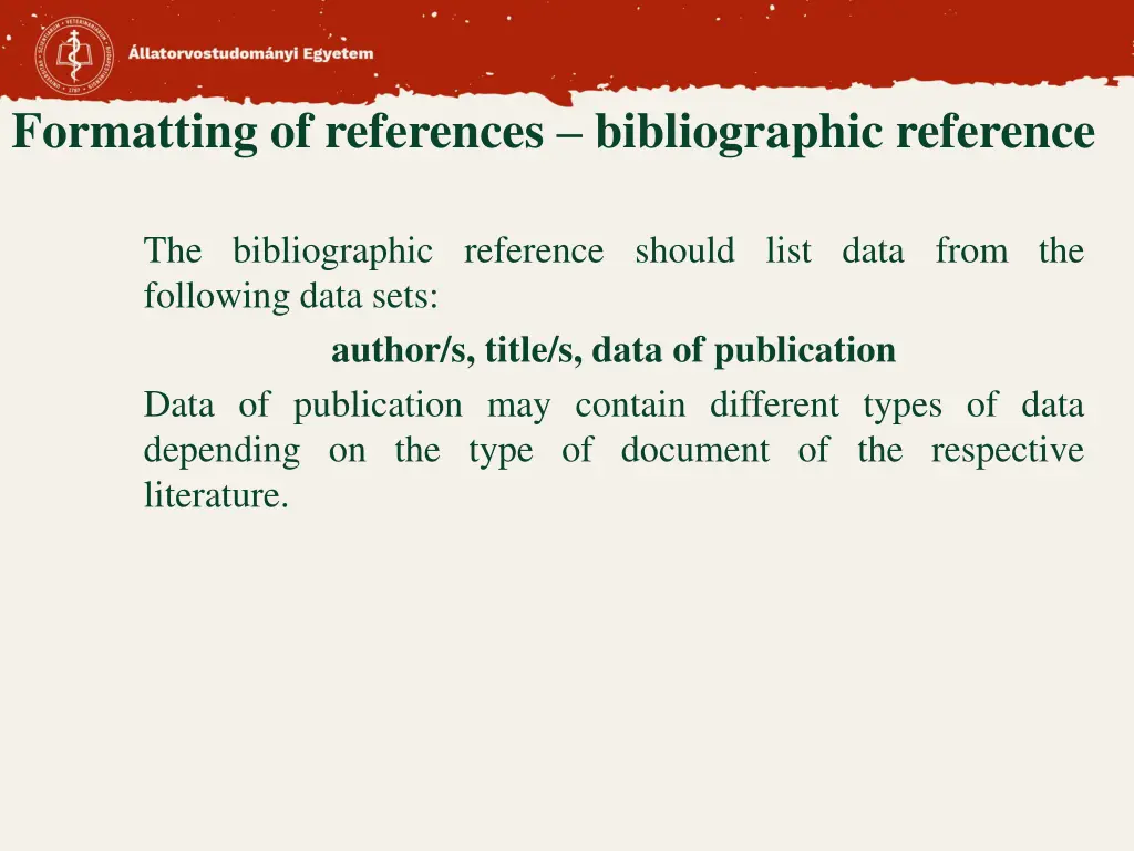 formatting of references bibliographic reference