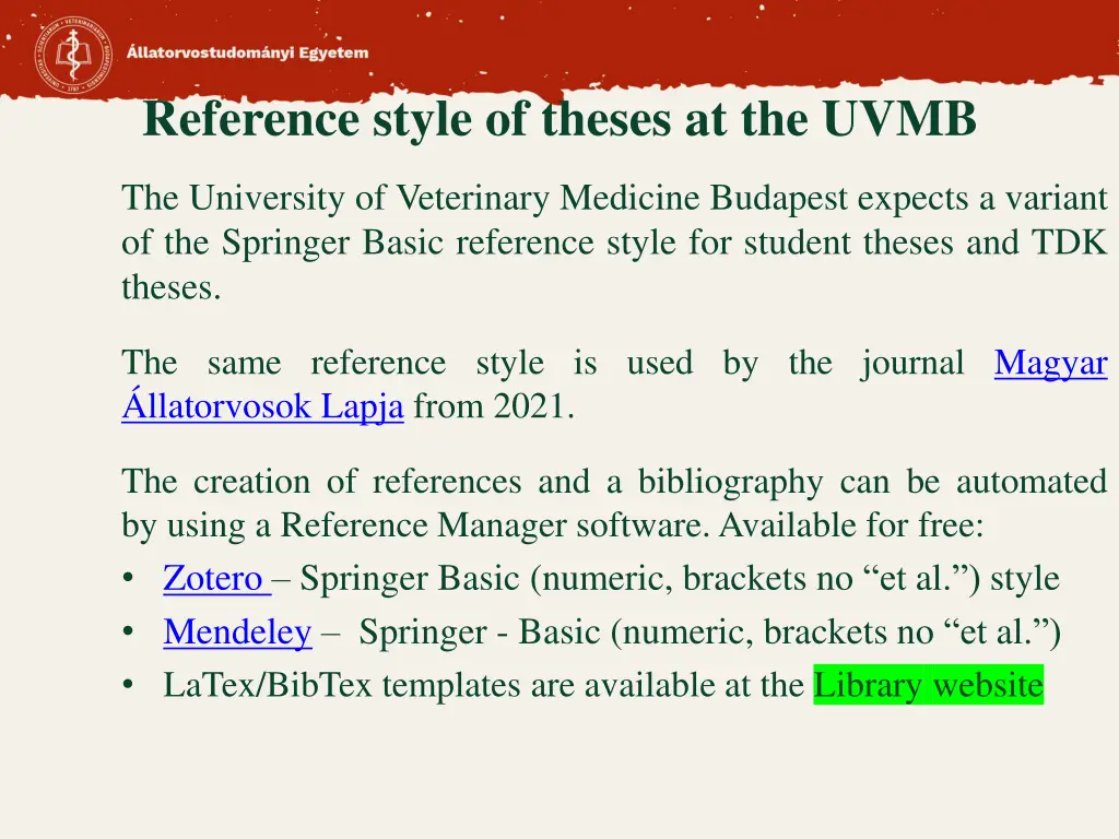 reference style of theses at the uvmb