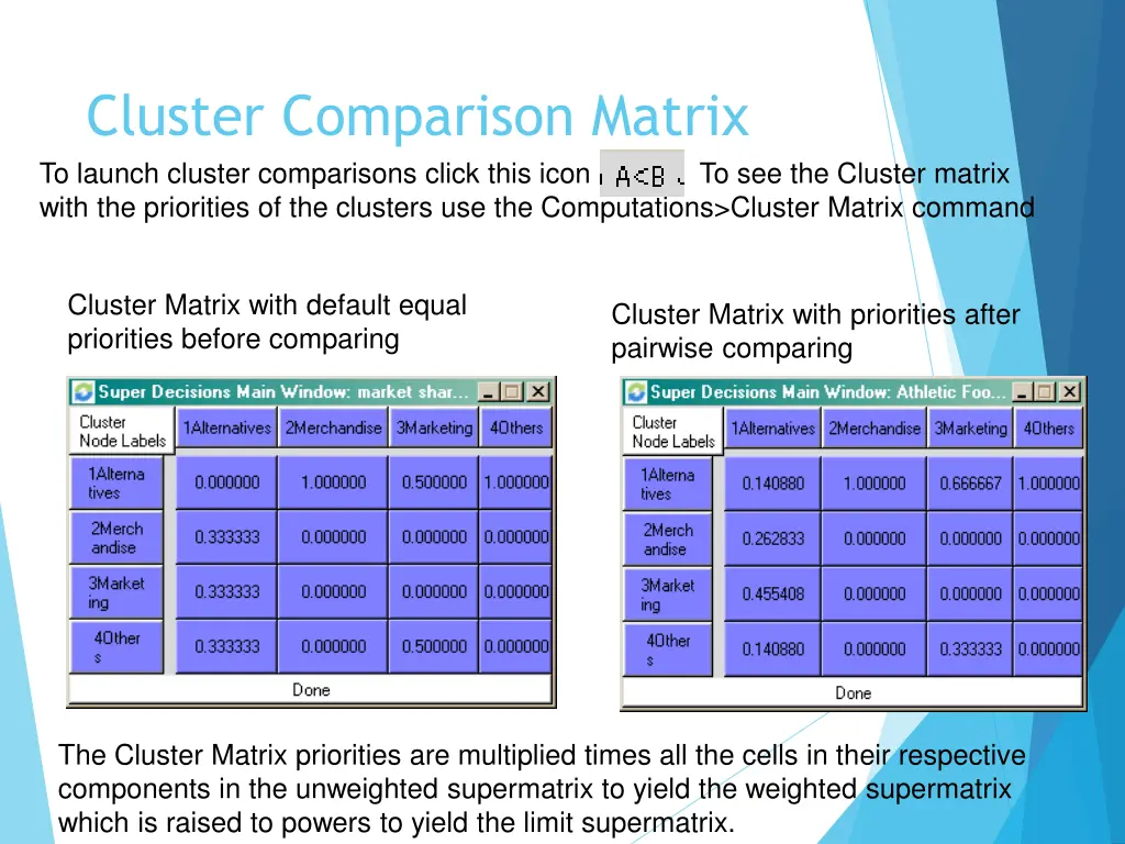 cluster comparison matrix to launch cluster