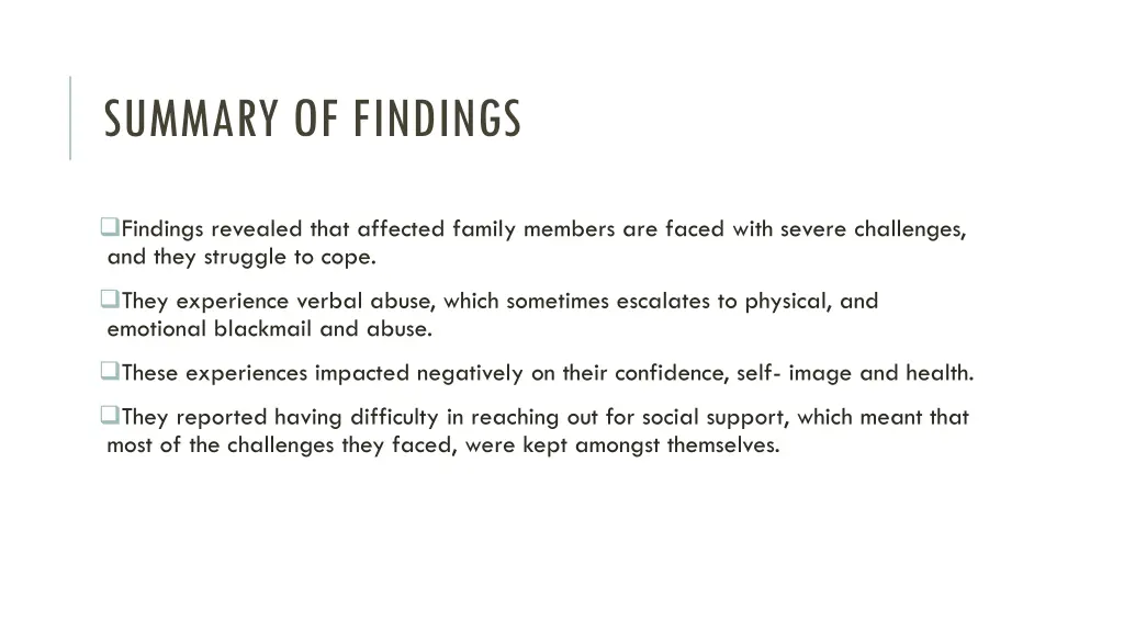summary of findings