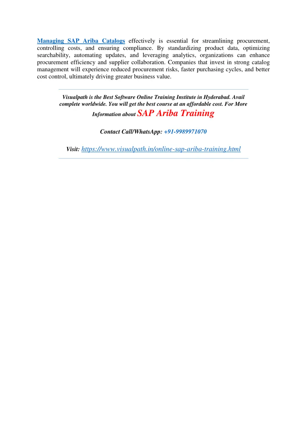 managing sap ariba catalogs effectively
