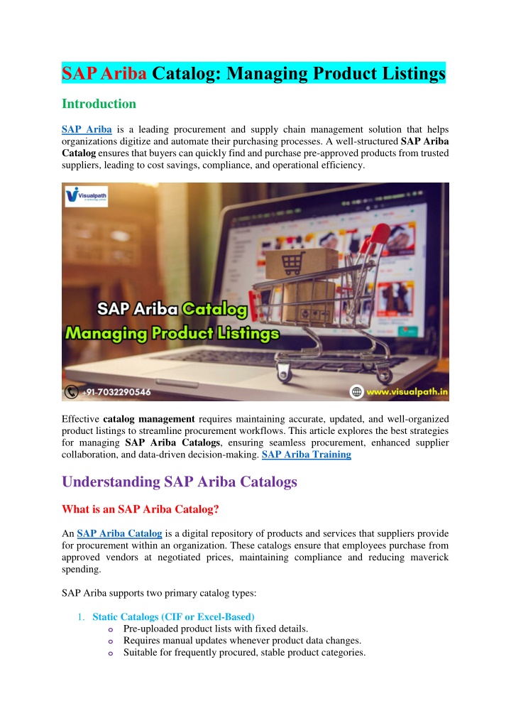 sap ariba catalog managing product listings