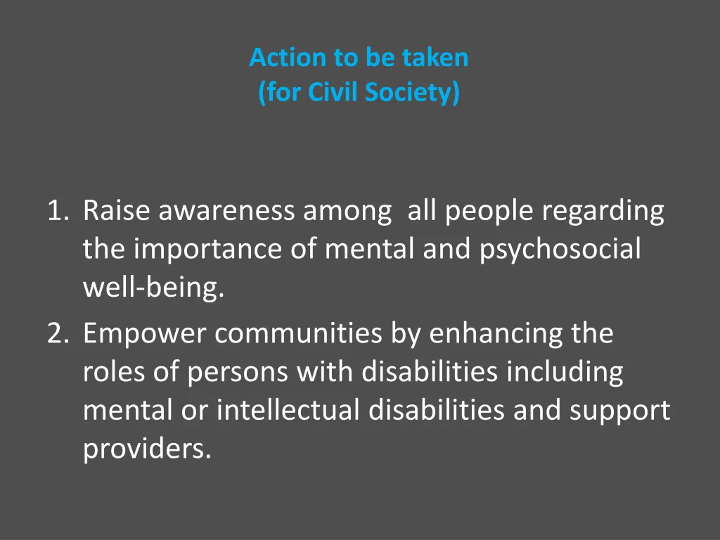 action to be taken for civil society