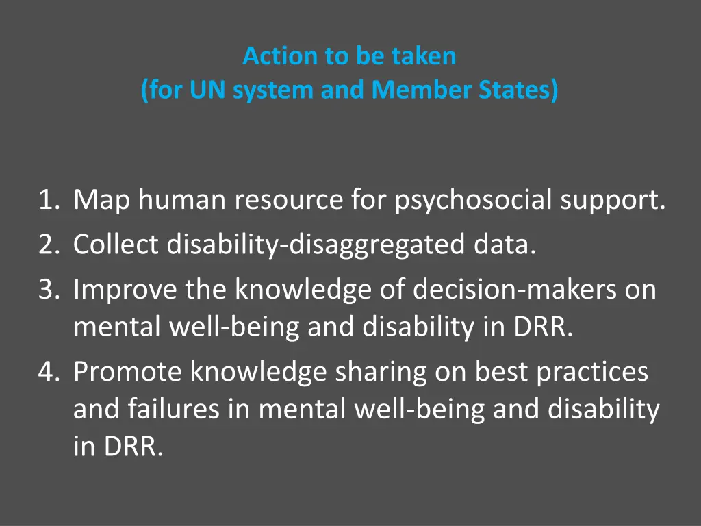 action to be taken for un system and member states