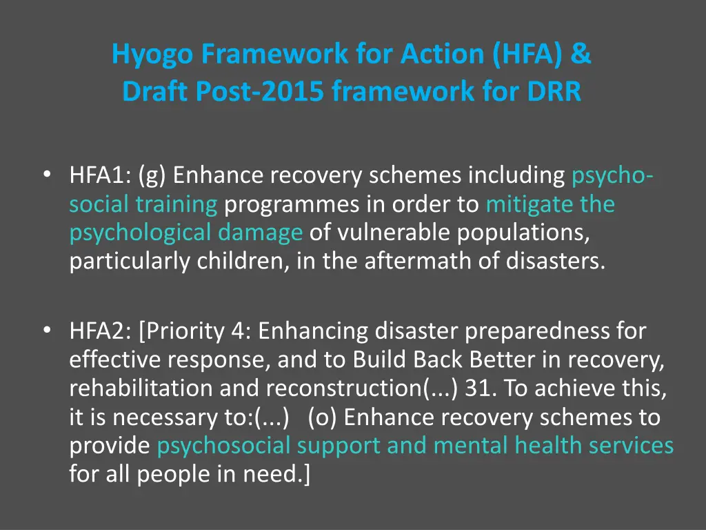 hyogo framework for action hfa draft post 2015