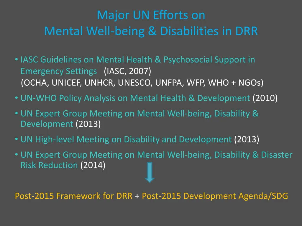 major un efforts on mental well being