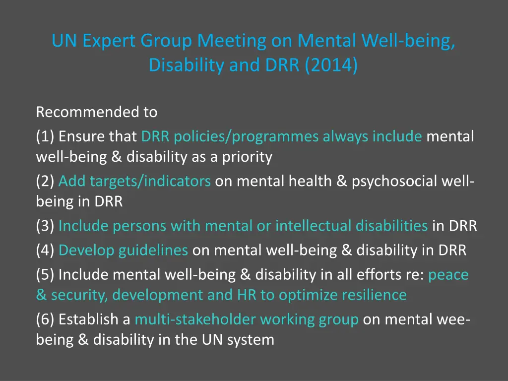 un expert group meeting on mental well being