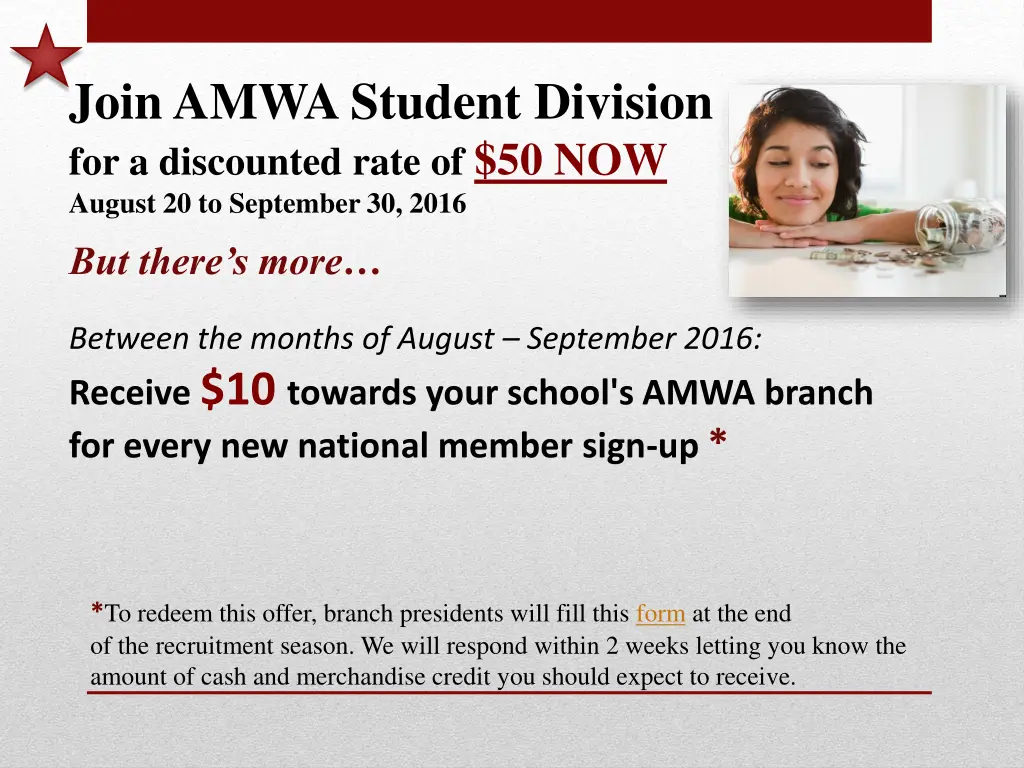 join amwa student division for a discounted rate