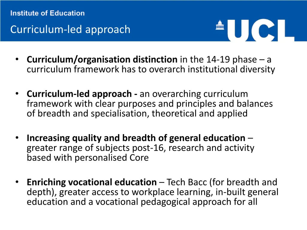 curriculum led approach