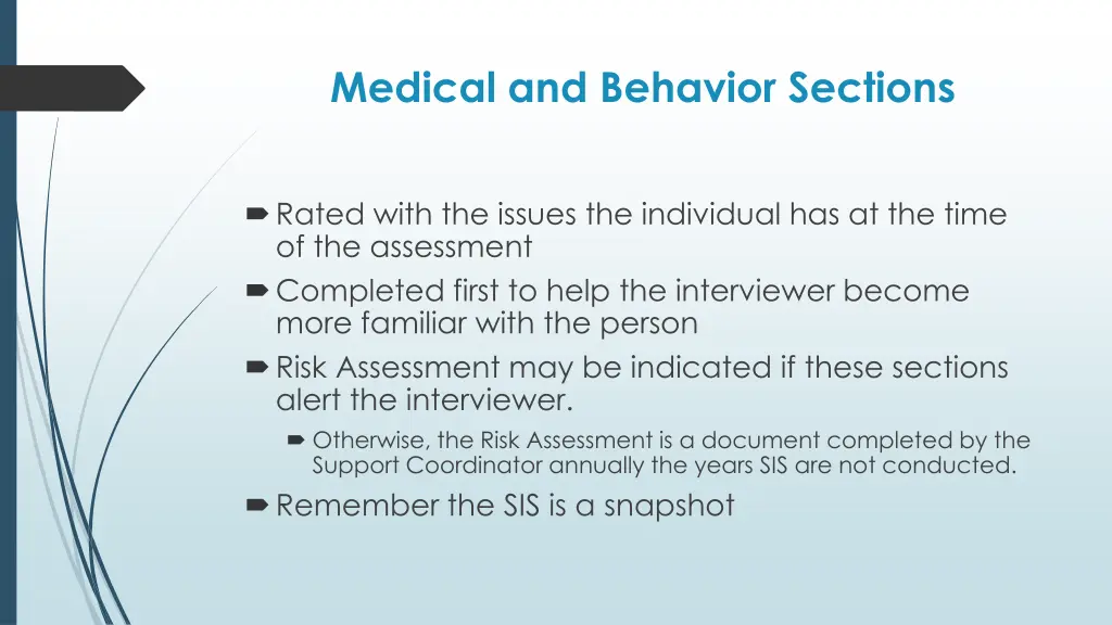 medical and behavior sections