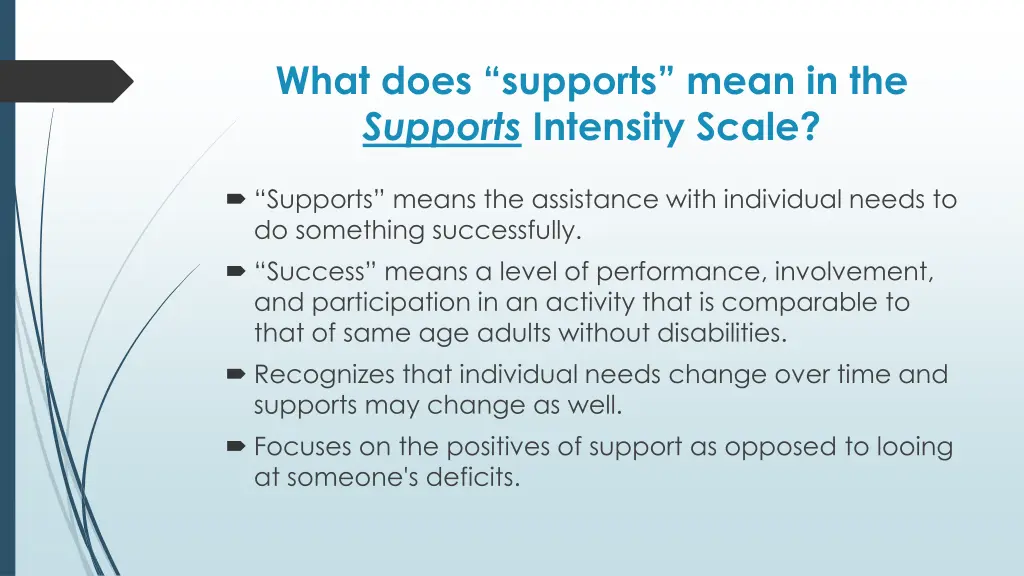 what does supports mean in the supports intensity