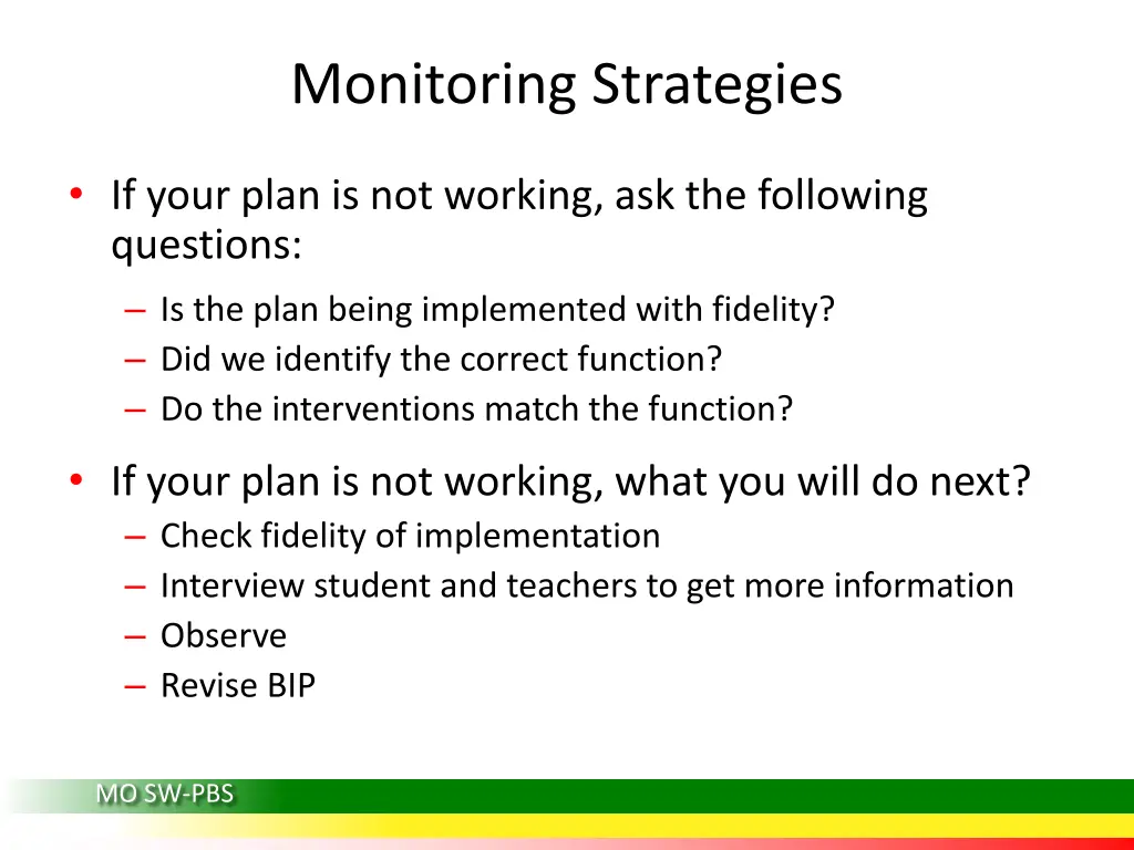 monitoring strategies