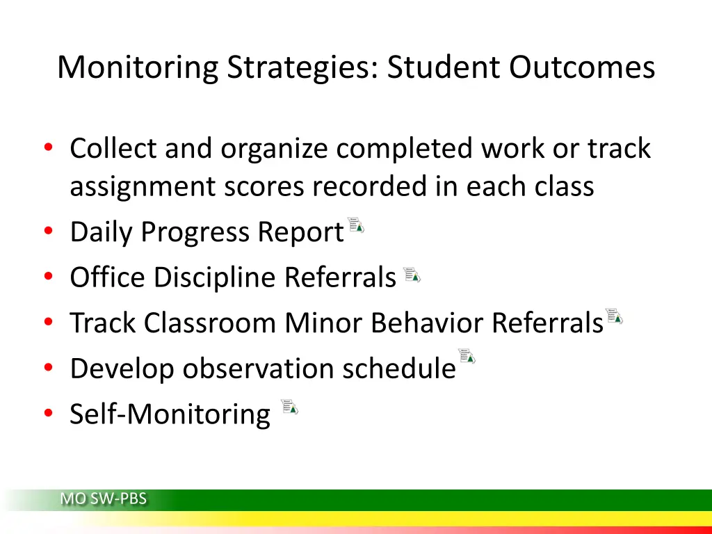monitoring strategies student outcomes 1