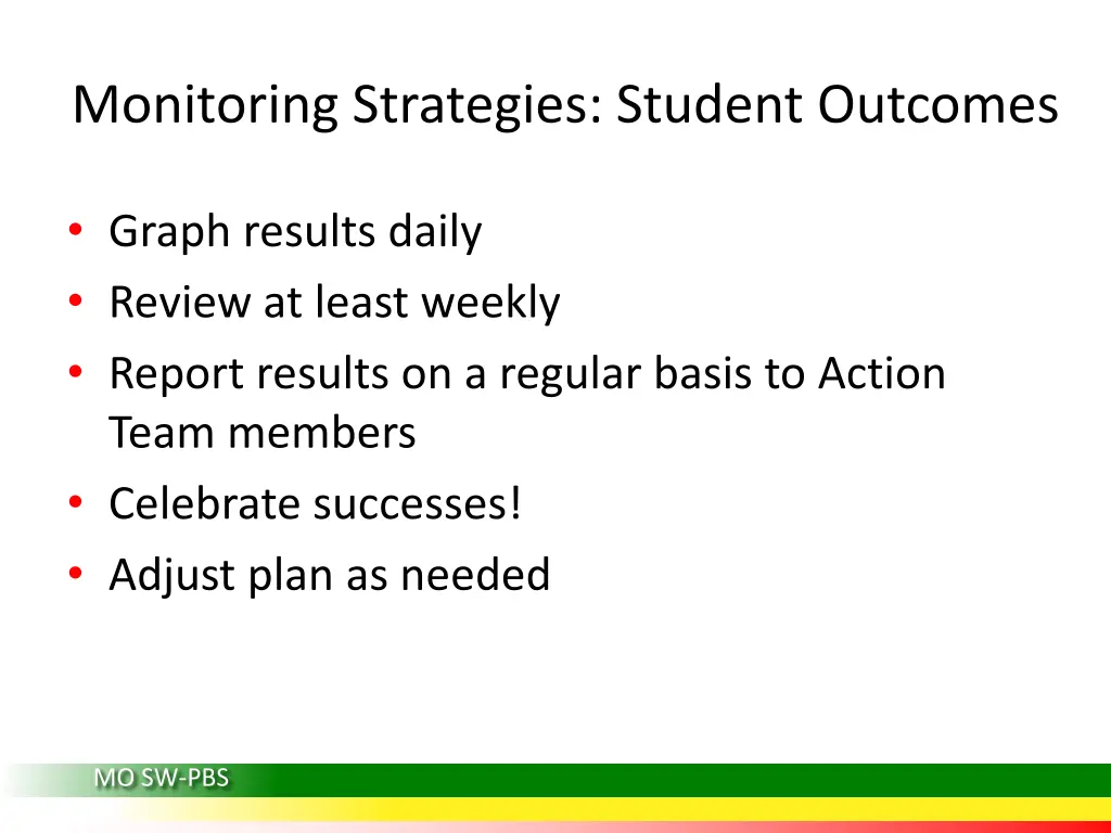 monitoring strategies student outcomes 2