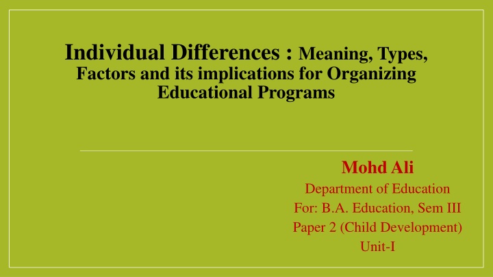individual differences meaning types factors