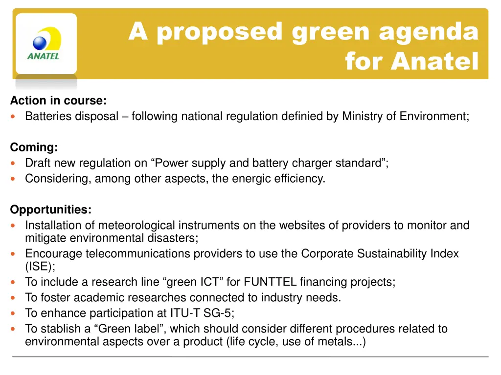 a proposed green agenda