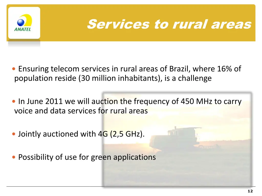 services to rural areas