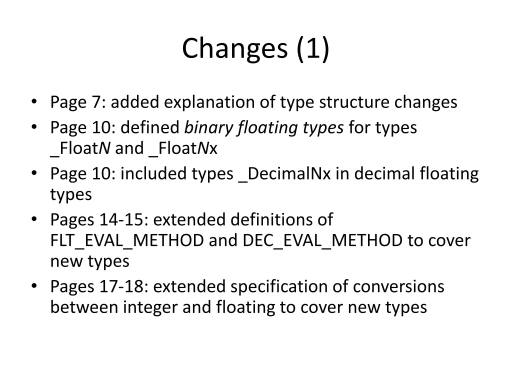 changes 1