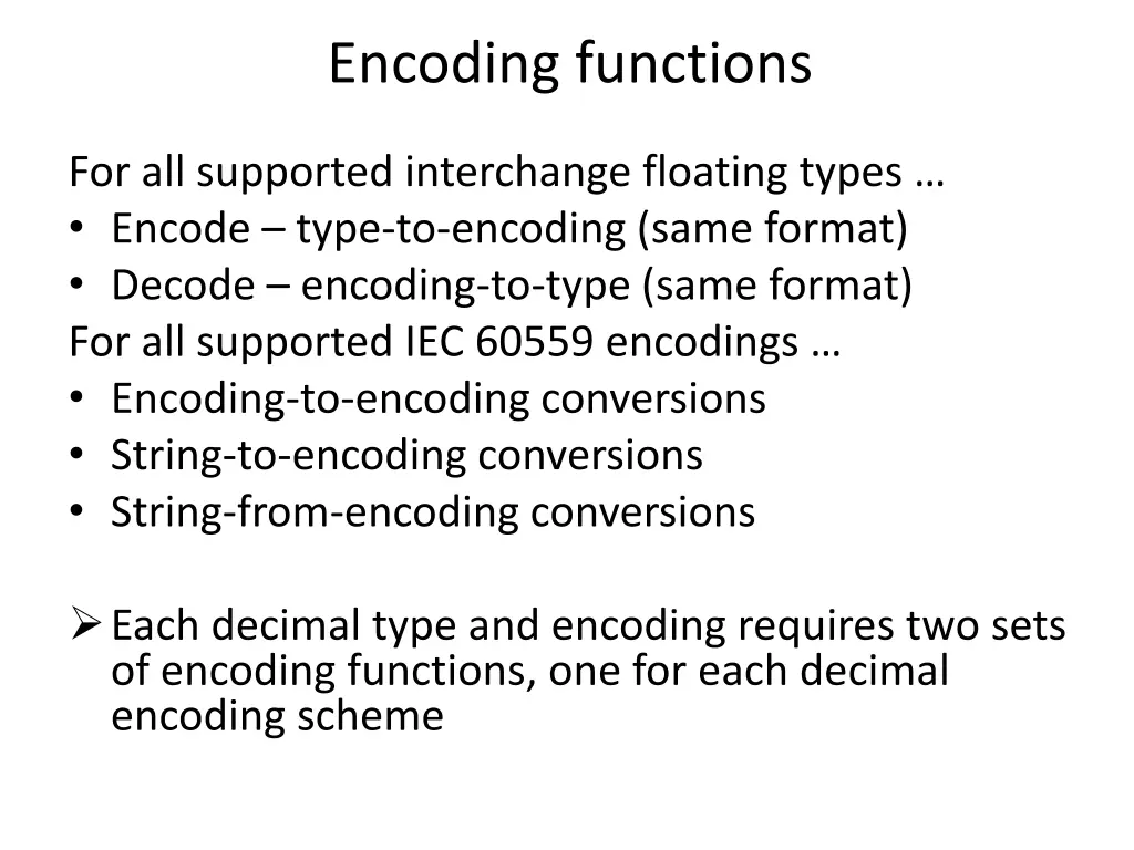 encoding functions