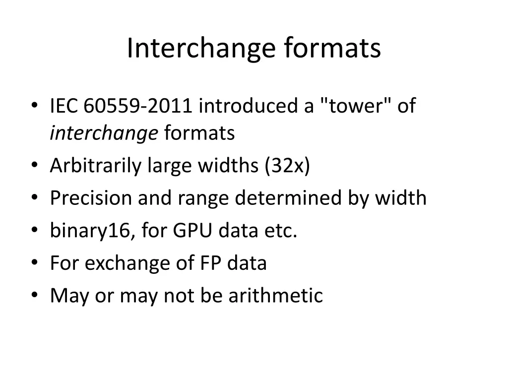 interchange formats