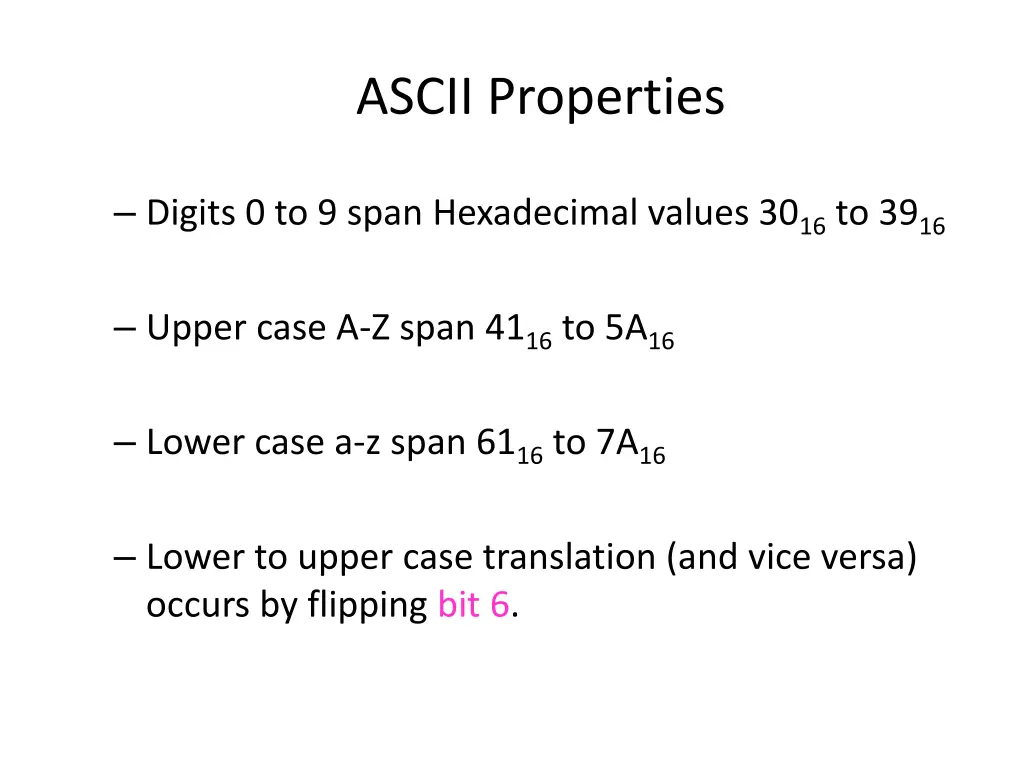 ascii properties